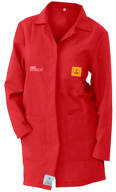 ESD Lab Coat 1/2 Length ESD Smock Red Female XS Antistatic Clothing ESD Garment